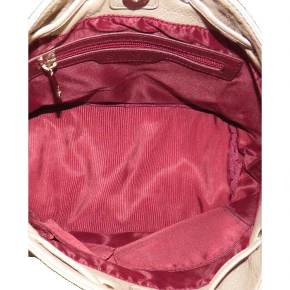 SUSU Leather Bucket Bag Beige Wine Crossbody Shoulder Bag